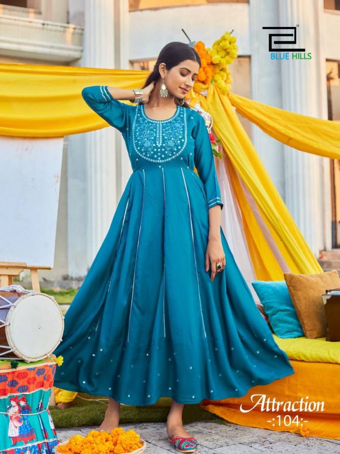 Blue Hills Attraction 1 Fancy Heavy Festive Wear Anarkali Long Kurti Collection